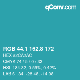 カラーコード: RGB 44.1 162.8 172 | qconv.com