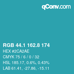 Color code: RGB 44.1 162.8 174 | qconv.com