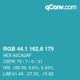 Código de color: RGB 44.1 162.8 175 | qconv.com