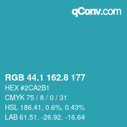 カラーコード: RGB 44.1 162.8 177 | qconv.com