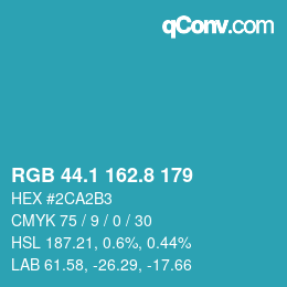Farbcode: RGB 44.1 162.8 179 | qconv.com