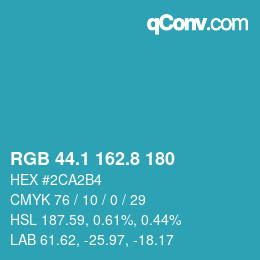 Color code: RGB 44.1 162.8 180 | qconv.com