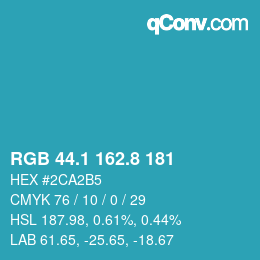 カラーコード: RGB 44.1 162.8 181 | qconv.com