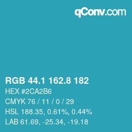 カラーコード: RGB 44.1 162.8 182 | qconv.com