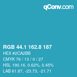 カラーコード: RGB 44.1 162.8 187 | qconv.com