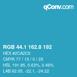 カラーコード: RGB 44.1 162.8 192 | qconv.com