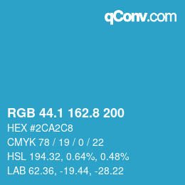 カラーコード: RGB 44.1 162.8 200 | qconv.com