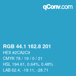 カラーコード: RGB 44.1 162.8 201 | qconv.com