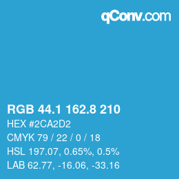 カラーコード: RGB 44.1 162.8 210 | qconv.com