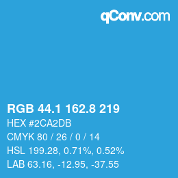 カラーコード: RGB 44.1 162.8 219 | qconv.com