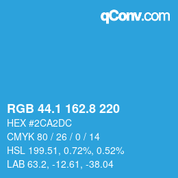 カラーコード: RGB 44.1 162.8 220 | qconv.com