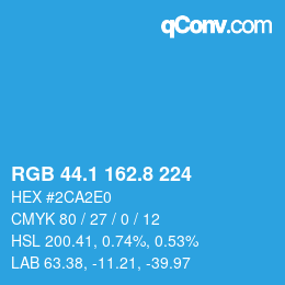カラーコード: RGB 44.1 162.8 224 | qconv.com