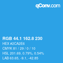 カラーコード: RGB 44.1 162.8 230 | qconv.com