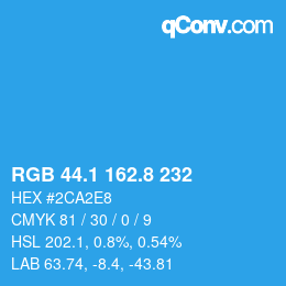 Color code: RGB 44.1 162.8 232 | qconv.com