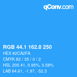Color code: RGB 44.1 162.8 250 | qconv.com