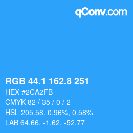 Color code: RGB 44.1 162.8 251 | qconv.com
