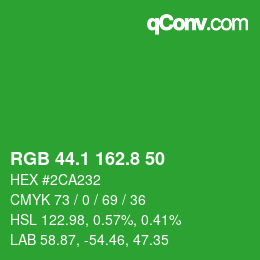 カラーコード: RGB 44.1 162.8 50 | qconv.com