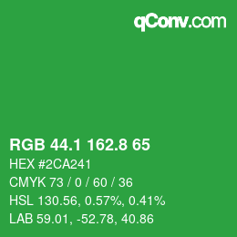 カラーコード: RGB 44.1 162.8 65 | qconv.com