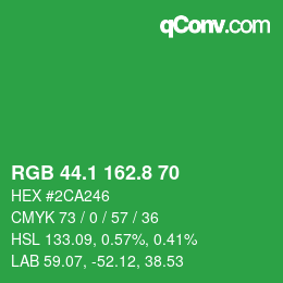 カラーコード: RGB 44.1 162.8 70 | qconv.com