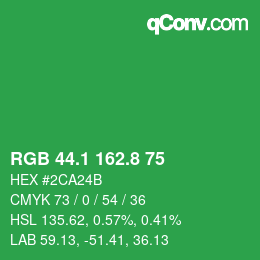 カラーコード: RGB 44.1 162.8 75 | qconv.com