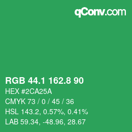 カラーコード: RGB 44.1 162.8 90 | qconv.com