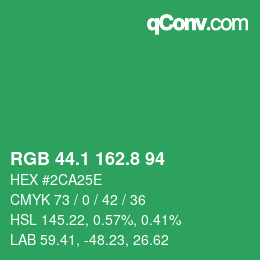 カラーコード: RGB 44.1 162.8 94 | qconv.com