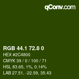 Color code: RGB 44.1 72.8 0 | qconv.com