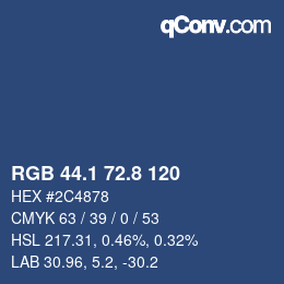 Color code: RGB 44.1 72.8 120 | qconv.com