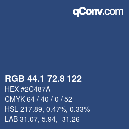 Color code: RGB 44.1 72.8 122 | qconv.com