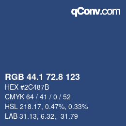 カラーコード: RGB 44.1 72.8 123 | qconv.com