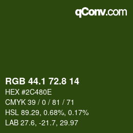 Color code: RGB 44.1 72.8 14 | qconv.com