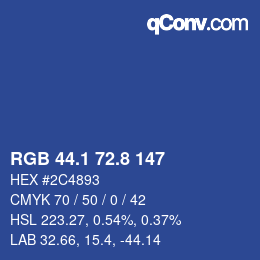 カラーコード: RGB 44.1 72.8 147 | qconv.com
