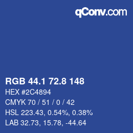 カラーコード: RGB 44.1 72.8 148 | qconv.com
