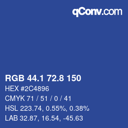 Color code: RGB 44.1 72.8 150 | qconv.com