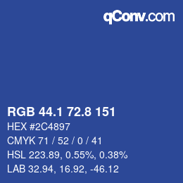 Farbcode: RGB 44.1 72.8 151 | qconv.com