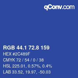 Color code: RGB 44.1 72.8 159 | qconv.com