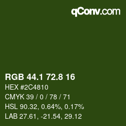 カラーコード: RGB 44.1 72.8 16 | qconv.com