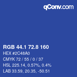 Color code: RGB 44.1 72.8 160 | qconv.com