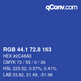 Color code: RGB 44.1 72.8 163 | qconv.com