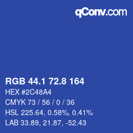 Farbcode: RGB 44.1 72.8 164 | qconv.com