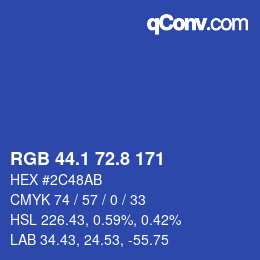 カラーコード: RGB 44.1 72.8 171 | qconv.com