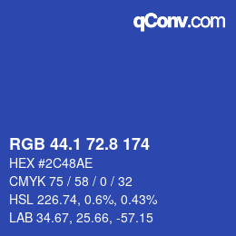 カラーコード: RGB 44.1 72.8 174 | qconv.com