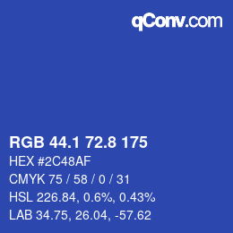 カラーコード: RGB 44.1 72.8 175 | qconv.com