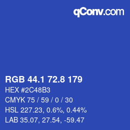カラーコード: RGB 44.1 72.8 179 | qconv.com