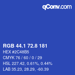 カラーコード: RGB 44.1 72.8 181 | qconv.com