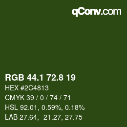 Color code: RGB 44.1 72.8 19 | qconv.com