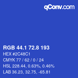カラーコード: RGB 44.1 72.8 193 | qconv.com
