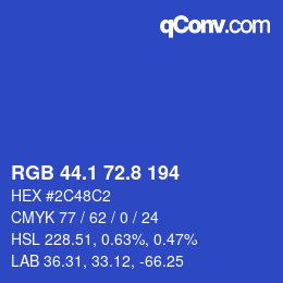 カラーコード: RGB 44.1 72.8 194 | qconv.com