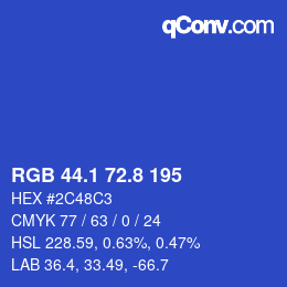 カラーコード: RGB 44.1 72.8 195 | qconv.com