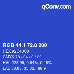 カラーコード: RGB 44.1 72.8 200 | qconv.com